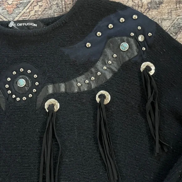 34. VINTAGE WESTERN KNIT SWEATER SZ M - Picture 4 of 7